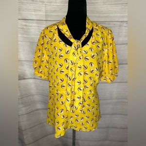 Girl From Saroy Anthropologie Yellow Owl Top 12